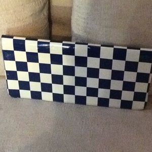 New checkered blue & white clutches